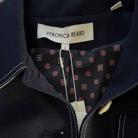 Veronica Beard Dark Blue Blazer with Light Stitching - Picture 2 of 4